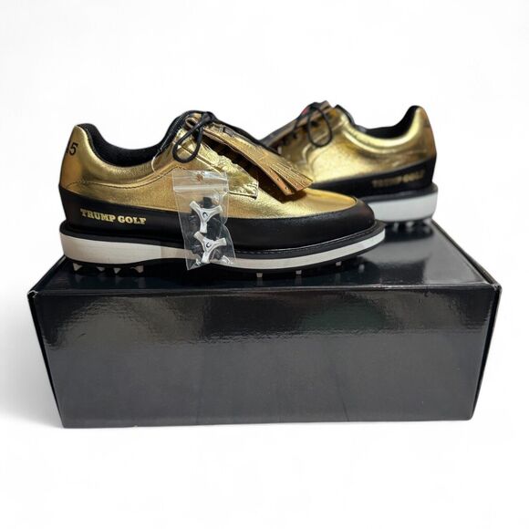 The Trump Presidential Gold Golf Shoes Men’s Size 5 Women’s 6.5 PRESALE /1000 - Picture 1 of 11